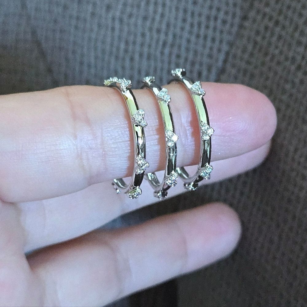 Kendra Scott "Haven" Silver🤍 Crystal Heart❤️ Rings💍 Trio3️⃣ - Picture 4 of 16